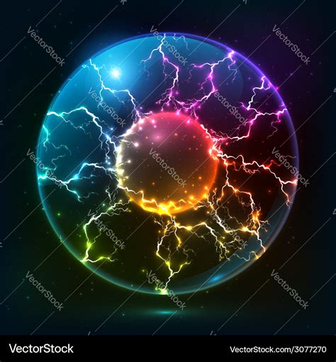 Rainbow fire plasma ball Royalty Free Vector Image