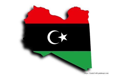 Flag of Libya (on Libya map) | Bandera de libia, Libia, Mapas