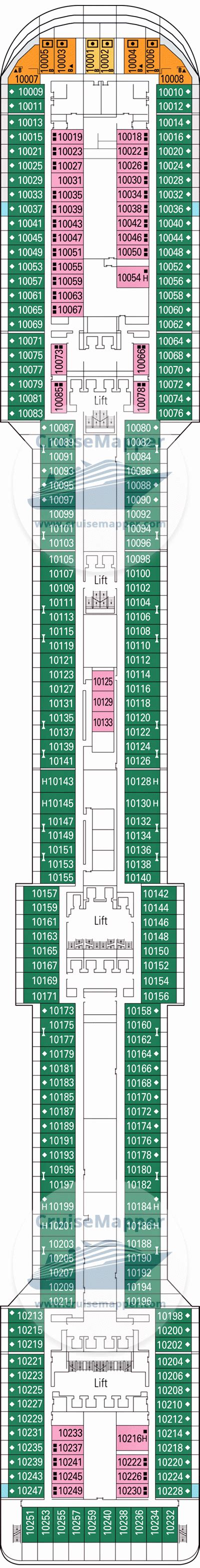 MSC Splendida deck 10 plan | CruiseMapper