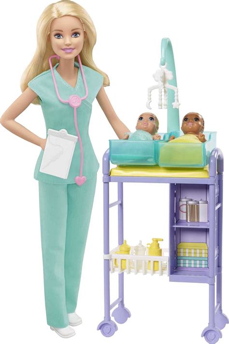 Barbie Careers Baby Doctor Playset with Blonde Fashion Doll, 2 Baby Dolls, Furniture ...