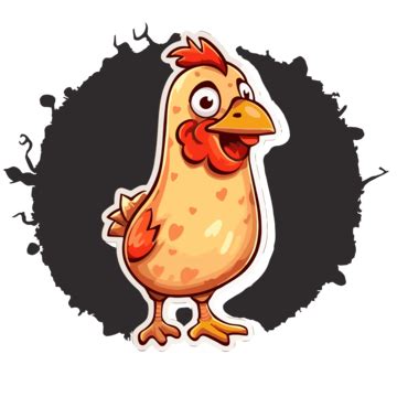 Cute Cartoon Chicken On Dark Background Clipart Vector, Sticker Design With Cartoon Hen Isolated ...