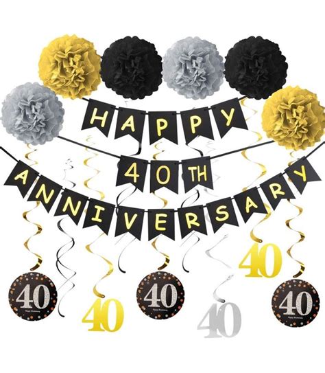 40th Anniversary Decorations Kit - 16Pcs - Including 1Pcs Happy 40th An… in 2021 | Anniversary ...