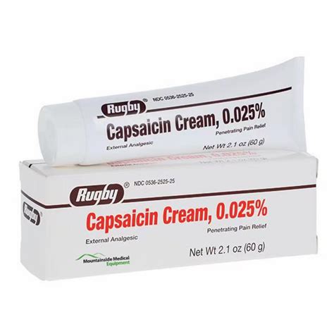 Capsaicin Cream Rugby 0.025% Pain Relief Cream — Mountainside Medical ...