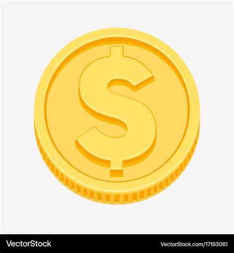 Dollar symbol on gold coin Royalty Free Vector Image