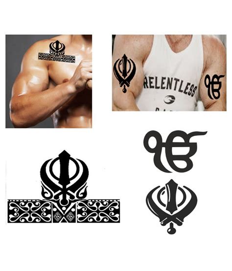 Ordershock Khanda Onkar with Sikh Sign Combo Waterproof Temporary Body Tattoo: Buy Ordershock ...