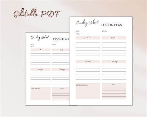 Sunday School Lesson Plan Printable, Sunday School Teacher Planner ...