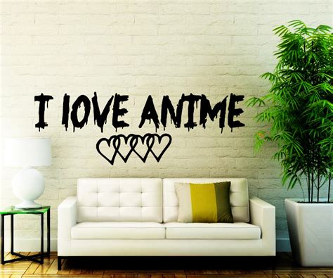 Anime Wall Decal Quote Decals I love Anime Vinyl Sticker Wall