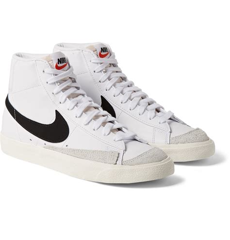 White Blazer Mid '77 Suede-Trimmed Leather Sneakers | Nike in 2020 | Leather sneakers men ...