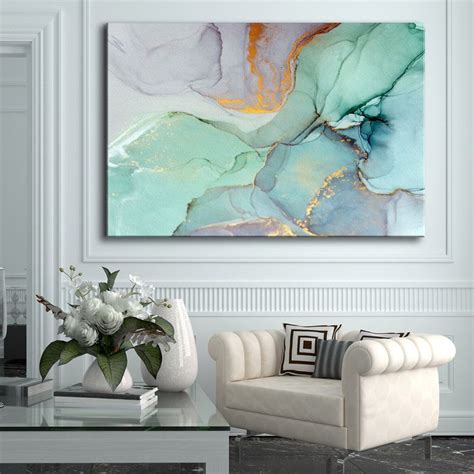 Beautiful Extra Large Framed canvas Wall Art, Abstract Green Gold Flower | Wall canvas, Wall ...