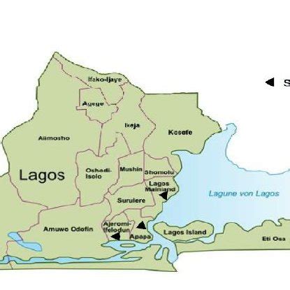 Map of Lagos state showing the sixteen Local Government Areas ...