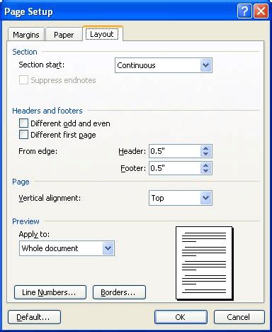 Vertical Alignment of Sections (Microsoft Word)