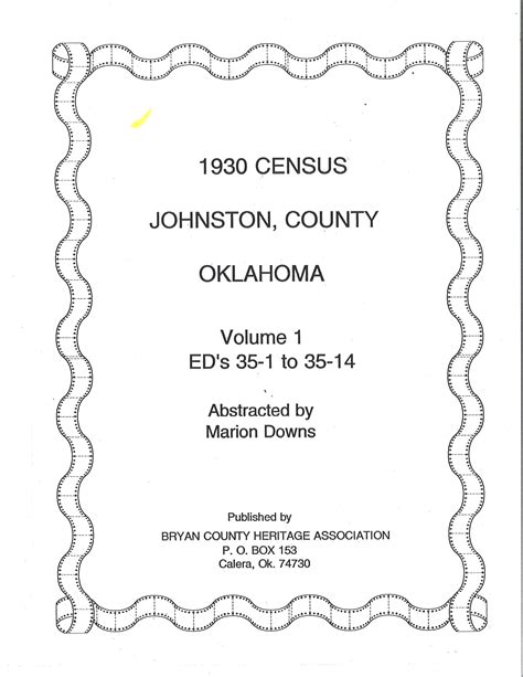 CENSUS RECORDS OTHER OKLAHOMA COUNTIES 1930 Johnston County-Vol. 1 ...