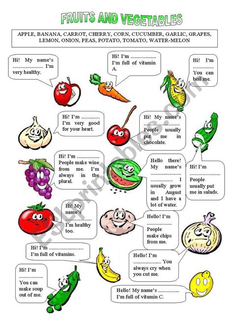 Adjectives to Describe Fruits and Vegetables - JuliannetuFrye