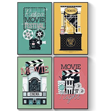 Pillow & Toast Limited Edition: Retro Movie Night Poster, Set of Four ...