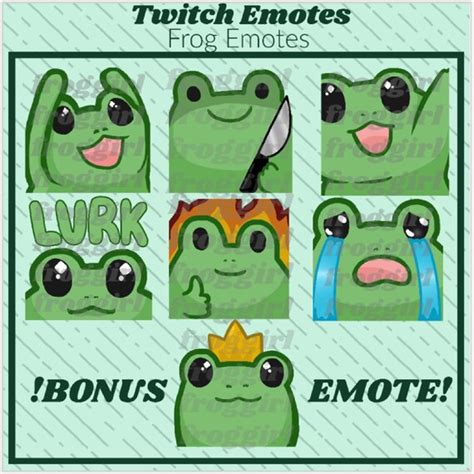 Cute Frog Twitch Emote Pack 6 Emotes 1 Bonus Emote | Etsy