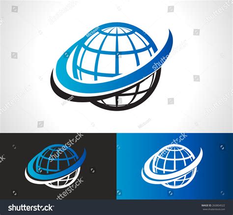 Swoosh World Logo Icon With Swoosh Graphic Element Stock Vector ...