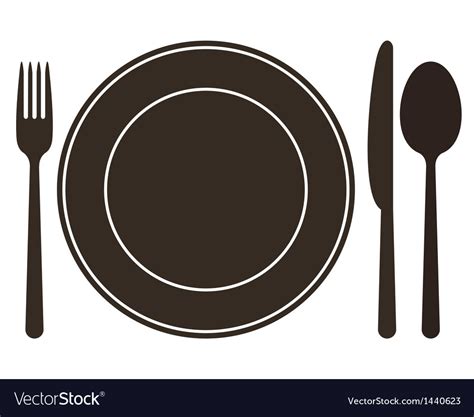 Plate knife spoon and fork Royalty Free Vector Image