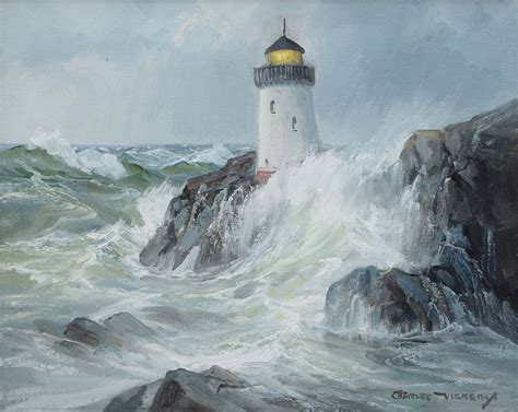 CHARLES VICKERY OIL PAINTING LIGHTHOUSE