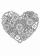 Pretty Heart Of Flowers And Leaves  & Vegetation Coloring sketch template