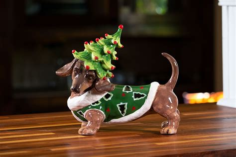 Green Dachshund Figurine | Dog christmas ornaments, Dachshund christmas ...