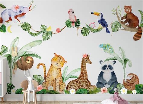 Jungle Nursery Decor Jungle Wall Decal for Kid Safari Wall - Etsy