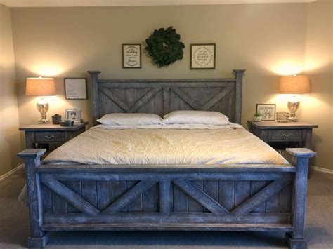 Rustic King Bedroom Set Farmhouse style King bed night