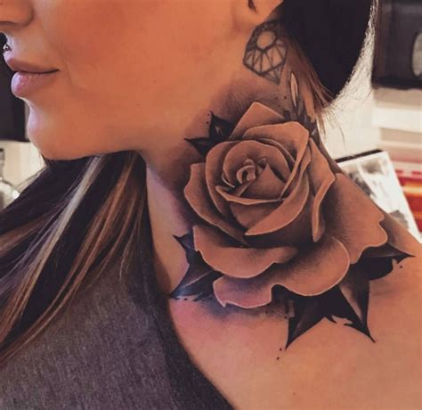 Pin on Tattoos Skin Art | Neck tattoos women, Rose neck tattoo, Throat tattoo