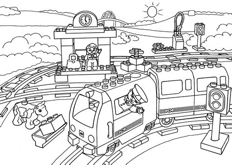 Lego train station coloring page for kids, printable free. Lego Duplo | Train coloring pages ...