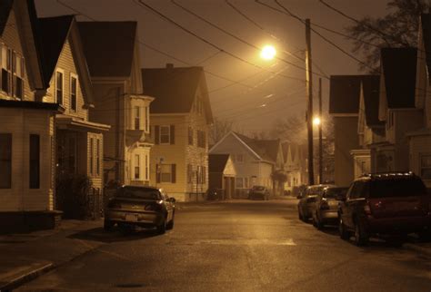 Foggy Urban Neighborhood At Night Stock Photo - Download Image Now - iStock