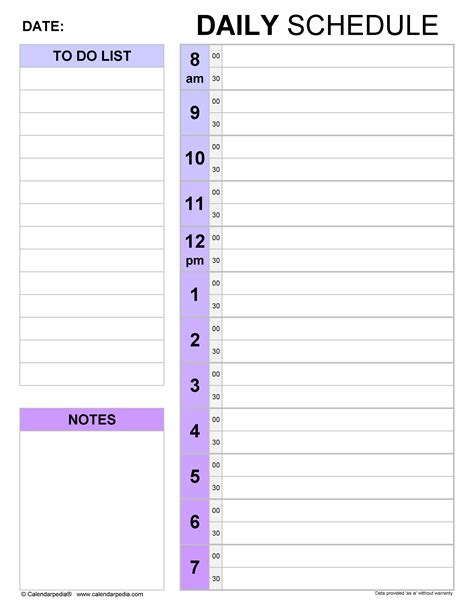 Free Daily Schedules for Excel - 30+ Templates