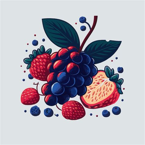 Premium Vector | Berries Fruit Vector Flat color style Berry color Hand ...