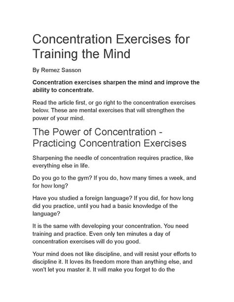 Concentration exercises for training the mind by Maria del Socorro - Issuu