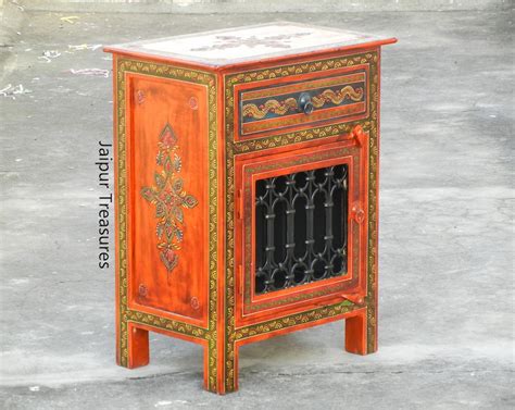 Wooden Bedside Table Cabinet Indian Ethnic Style Storage | Etsy UK