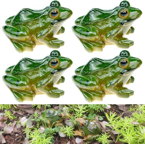 JLNGTHONG 4 Frog Animal Ornaments，Mini Frogs 3D Resin Frog Garden Toad ...