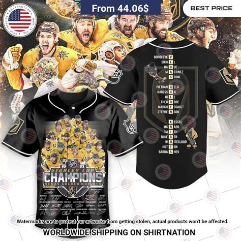 Vegas Golden Knights Stanley Cup Champions 2023 Black Baseball Jersey ...