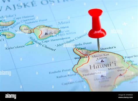 Honokaa, Hawaii pin on map Stock Photo - Alamy