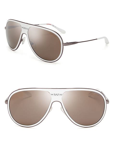 Carrera Mirrored Navigator Sunglasses in White for Men | Lyst