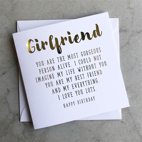 Girlfriend Birthday Card Card for Girlfriend's Birthday - Etsy UK