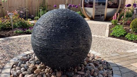 Slate sphere water sculpture by James Parker. Bespoke water feature ...