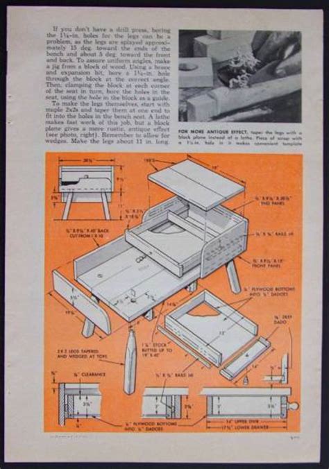 Rustic COBBLERS BENCH How-To build PLANS Coffee Table | eBay