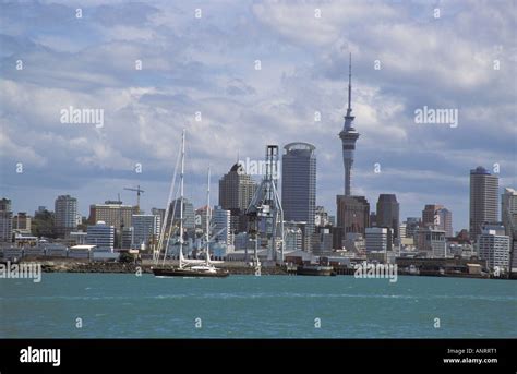 New Zealand Auckland Skyline including the Sky Tower Stock Photo - Alamy