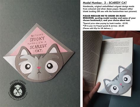 Cat Origami Bookmark for Kid, Bookmark for Kids, cat lover gift, handmade to order | Bookmarks ...