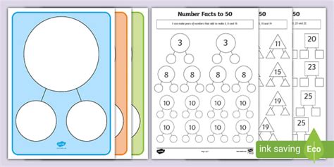 Number Facts to 50 Part-Whole Activity and Worksheet Pack