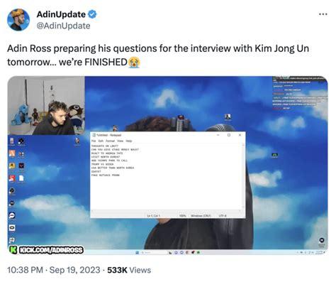 Adin Ross' Questions for Kim Jong-un interview | Adin Ross' Kim Jong-un Interview Stream | Know ...