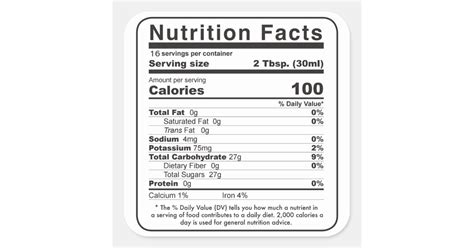 Maple Syrup 2020 Editable Nutrition Facts Label | Zazzle