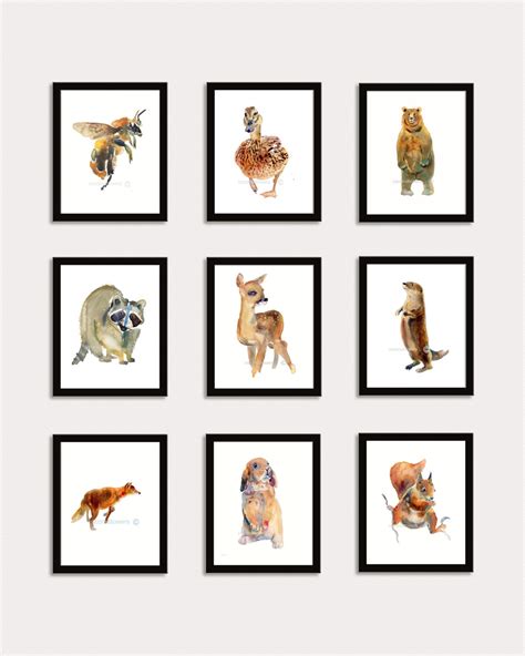 Woodland Animals Buy 6 and Get 3 Free Animal Paintings - Etsy UK