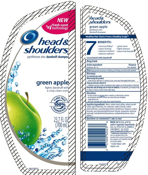 Head and Shoulders Green Apple (Procter & Gamble Manufacturing Co.) Pyrithione Zinc 1g in 100mL ...