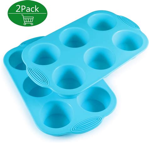 2 Pack Muffin Tray Silicone Muffin Trays Silicone Moulds Muffin Tin Cupcake Tray Non-Stick ...