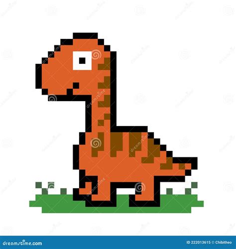 Dinosaur Pixel Art Set. Ancient Animal. Diplodocus And Stegosaurus ...