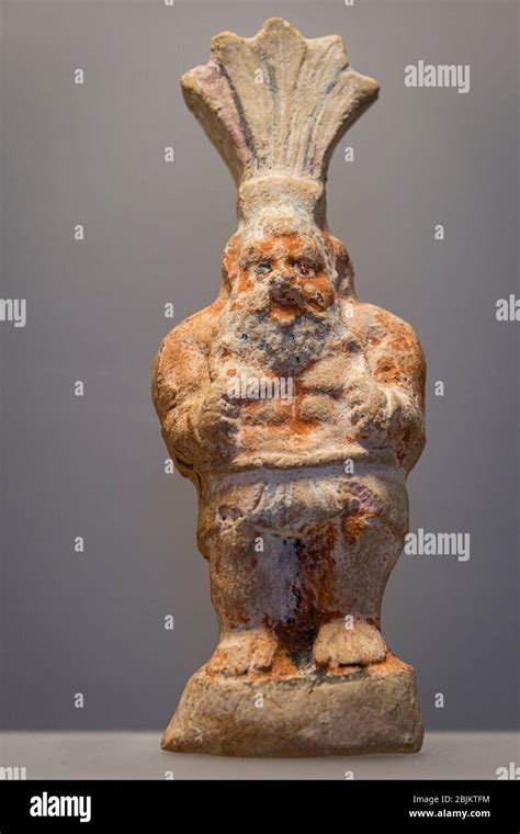 statuette of the Egyptian god Bes, from Cagliari, clay and traces of ...